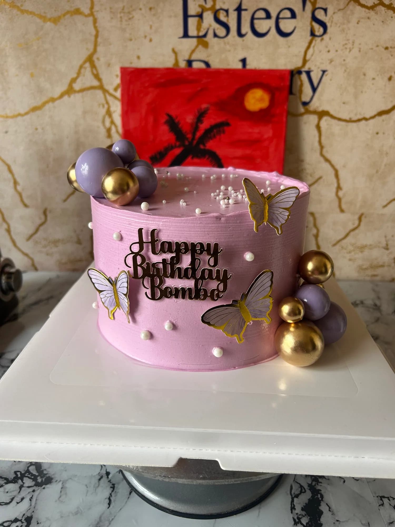Pink custom birthday cake