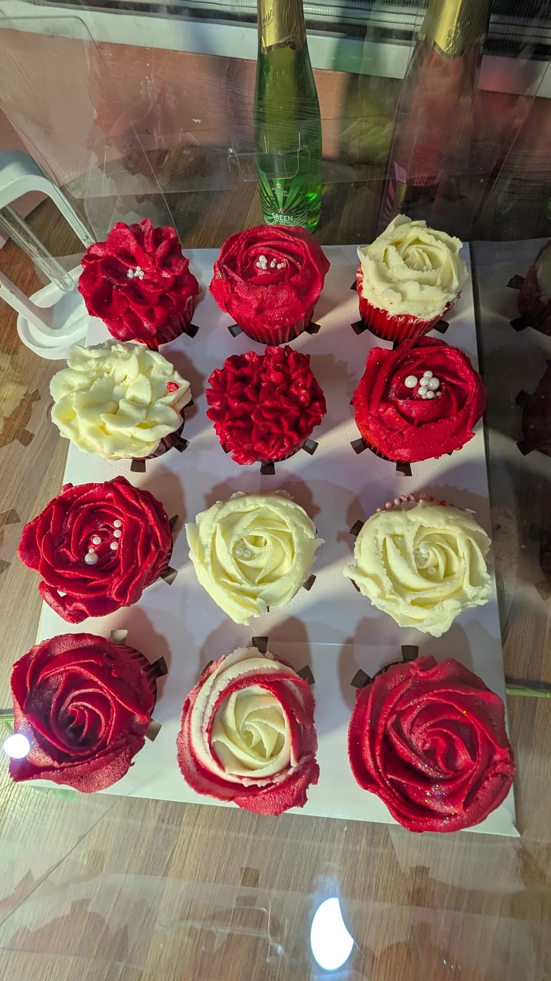 Cupcakes decorated with floral buttercream piping